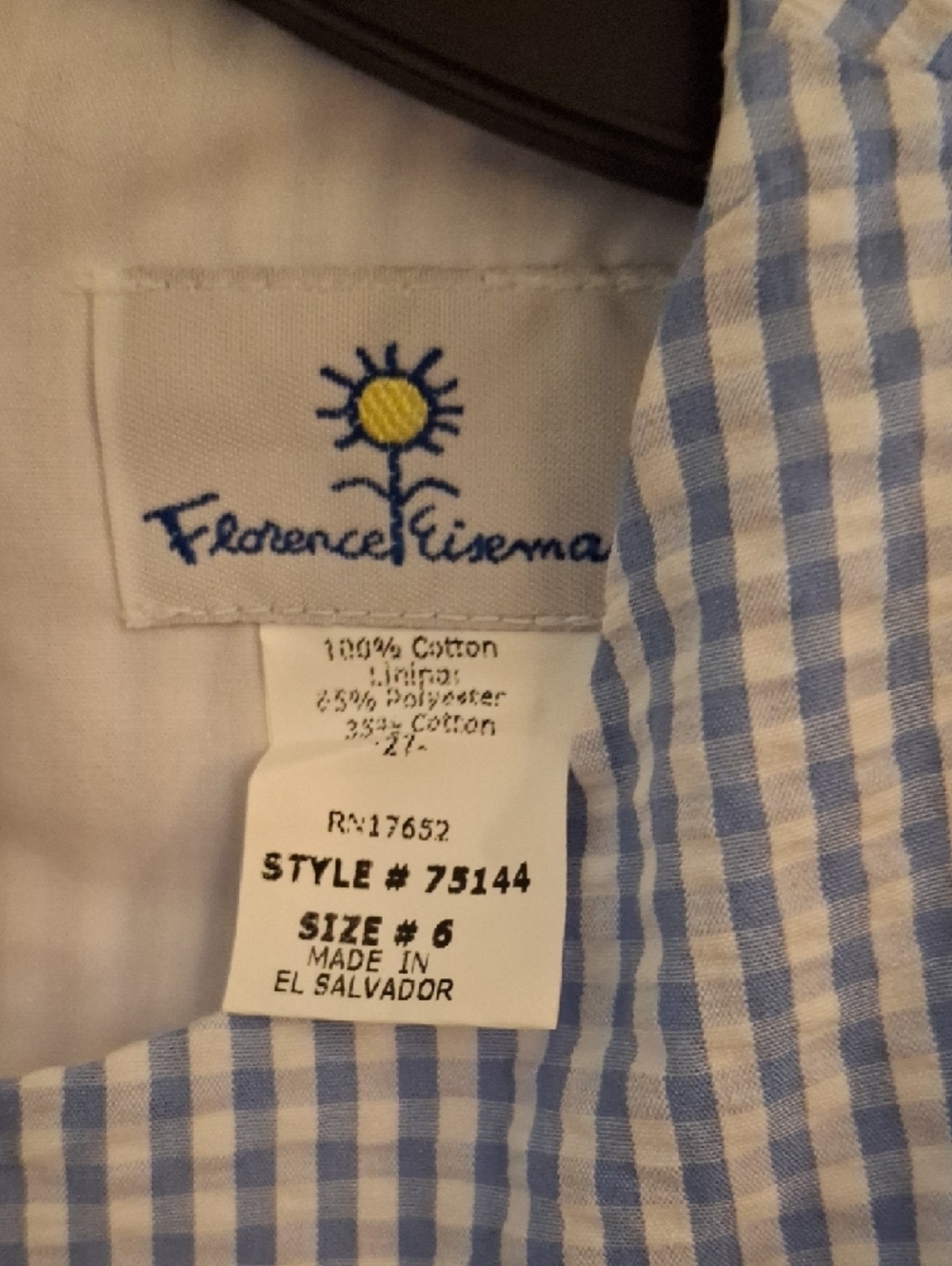 Florence Eiseman Blue Gingham Floral Belt Dress - Picture 2 of 8